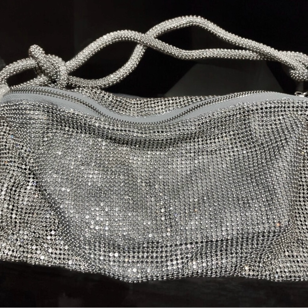 Elegant rhinestone, Silver Women's Bag
